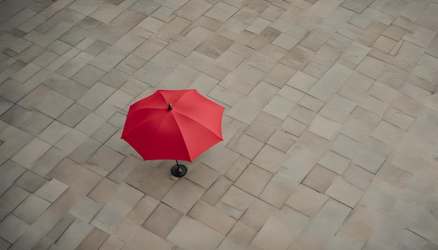 Foto um guarda-chuva vermelho com uma base preta e um topo vermelho