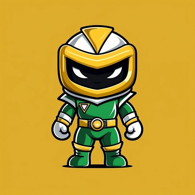 Foto um guerreiro ninja verde dos desenhos animados com um fundo amarelo