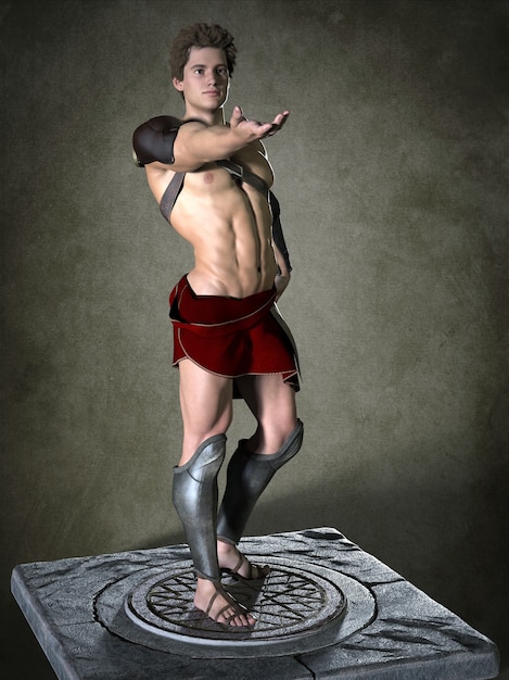 Foto um guerreiro romano. ilustração 3d