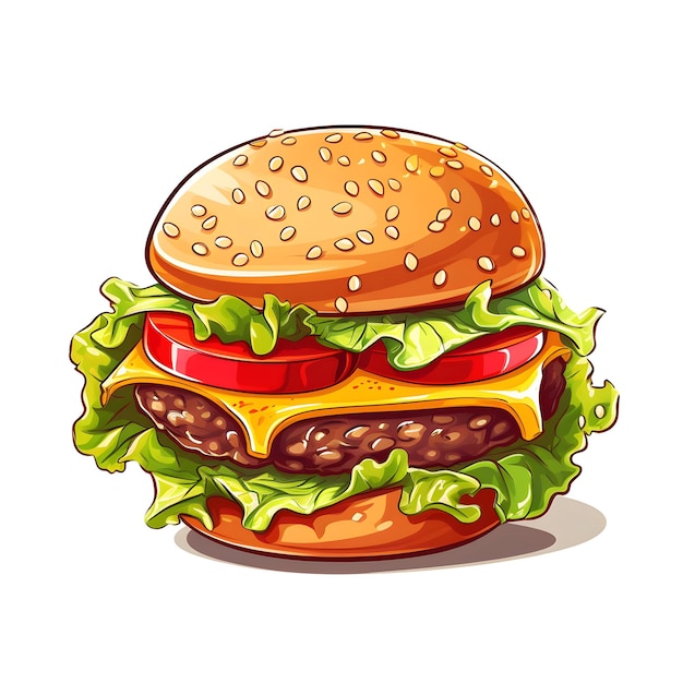 Um hambúrguer com alface e tomate