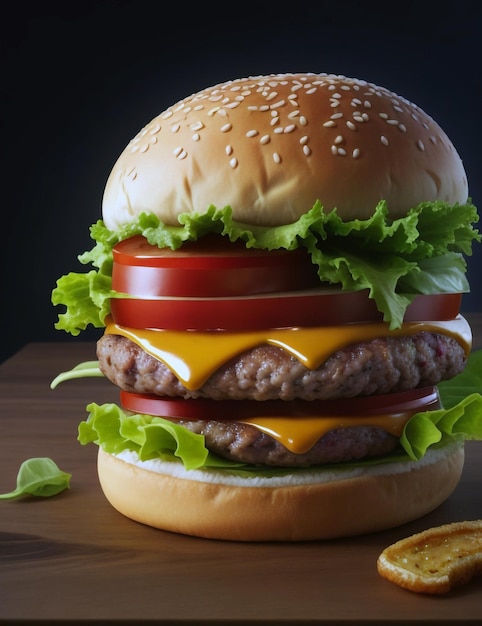 Foto um hambúrguer com queijo.