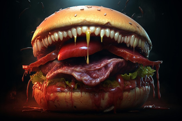 Um hambúrguer com uma mordida tirada dele.