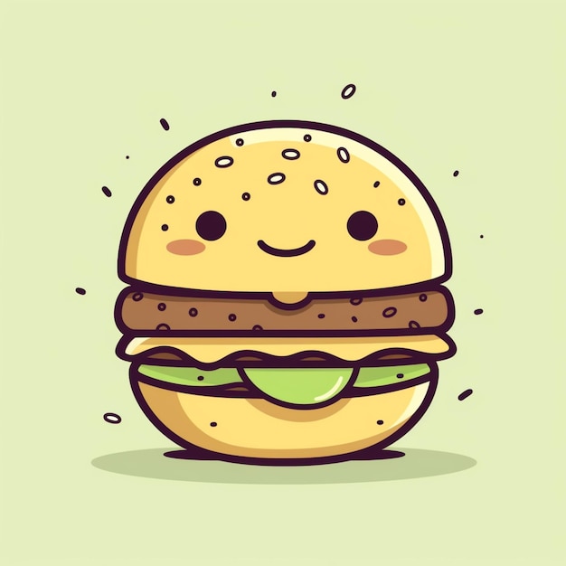 um hambúrguer de desenho animado com um rosto desenhado ai generativo
