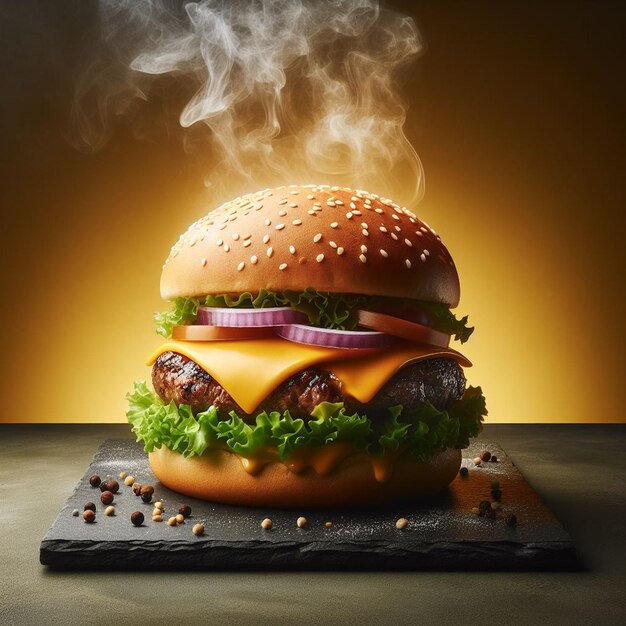 Foto um hambúrguer delicioso gerado pela ia.