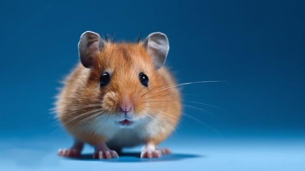 Um hamster em um fundo azul