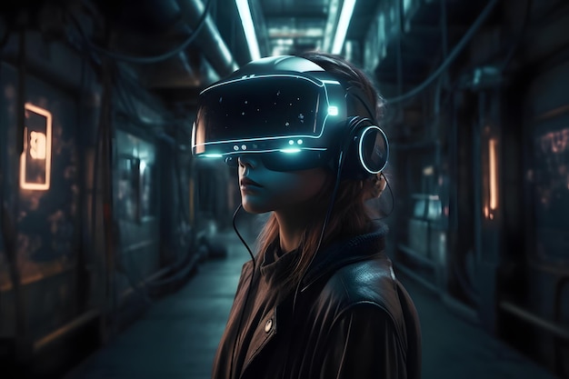 Um headset imersivo de realidade virtual que transporta os usuários para outro mundo IA generativa