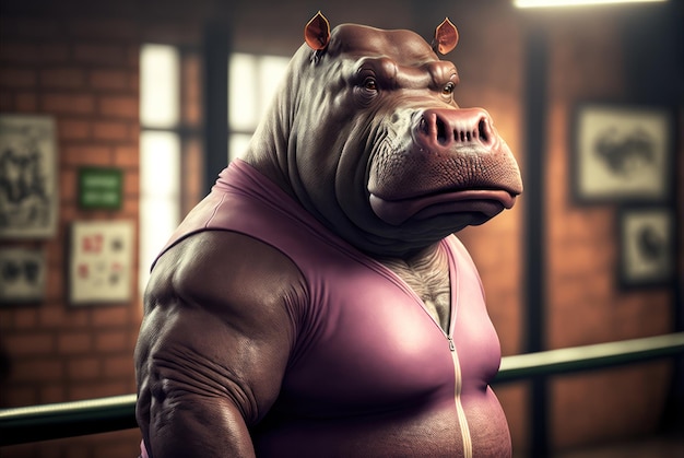 Um hipopótamo com uma camisa que diz 'eu sou um hipopótamo'
