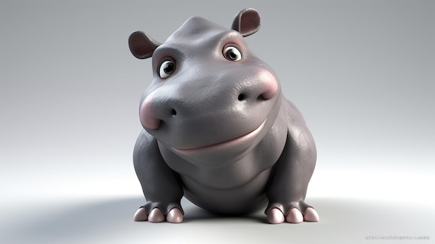 Um hipopótamo de desenho animado com um nariz grande