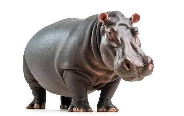 Um hipopótamo isolado em fundo branco IA generativa
