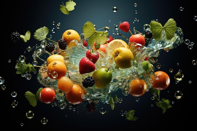 Um histórico fresco e apetitoso sobre o tema das frutas saudáveis
