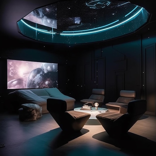 Um home theater futurista com som imersivo e mapeamento de projeção 32 v 50 Image 4 MAAALI