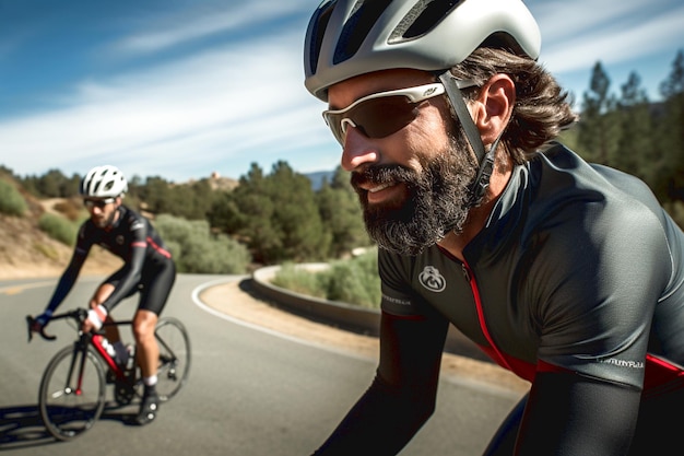 Um homem a andar de bicicleta ao ar livre