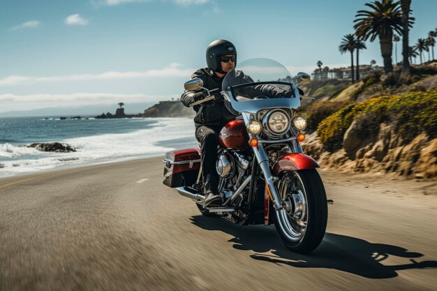 Foto um homem a andar de motocicleta