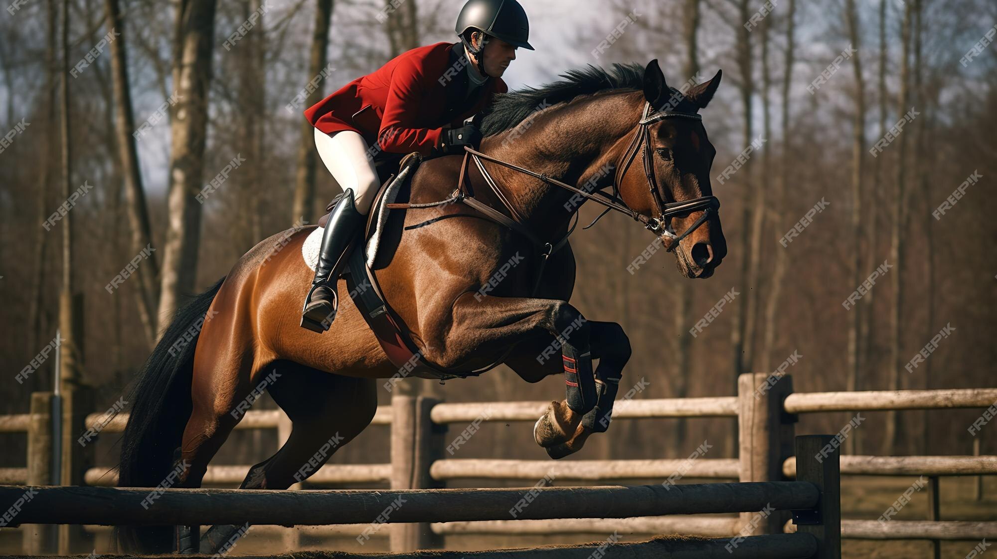 Foto Homem andando a cavalo pulando na cerca vermelha – Imagem de Show de  cavalos dublin grátis no Unsplash