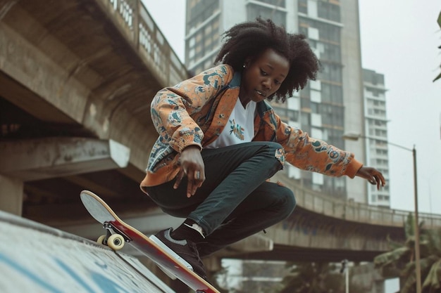 um homem andando de skate na lateral de uma rampa