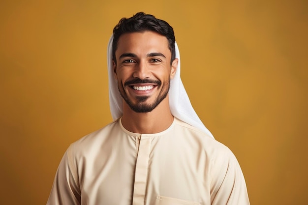 Foto um homem árabe sorrindo para a câmera