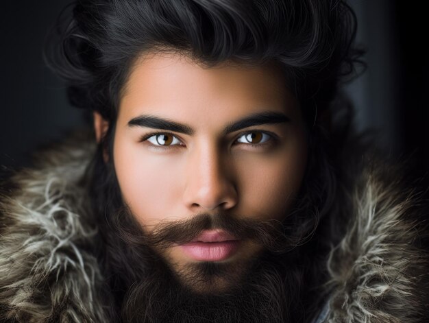 Foto um homem com barba e bigode