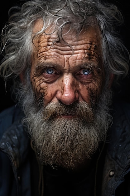 Um homem com barba e olhos azuis.