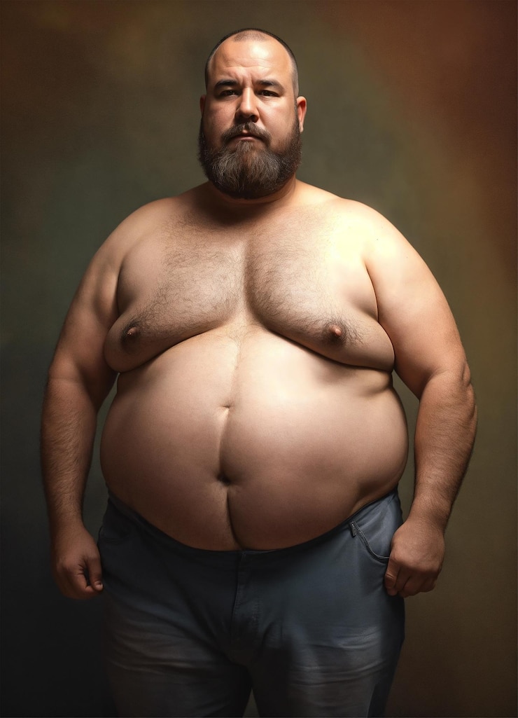 Foto um homem com barba e sem camisa.