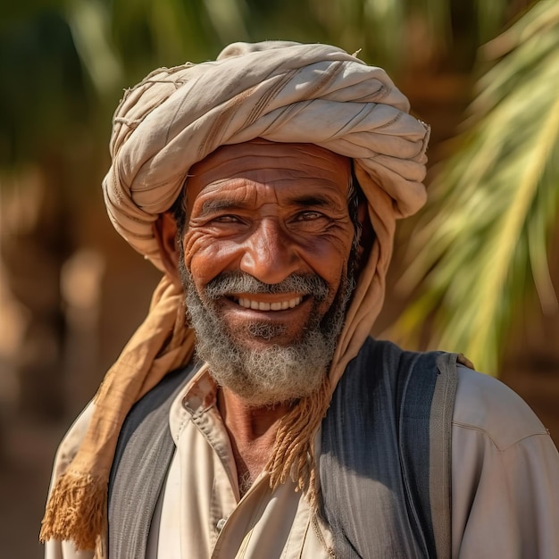 Um homem com barba e turbante na cabeça