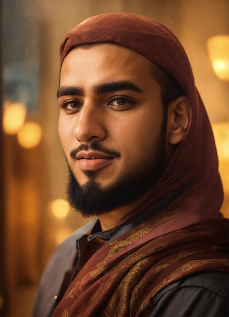 Foto um homem com barba e um lenço vermelho.