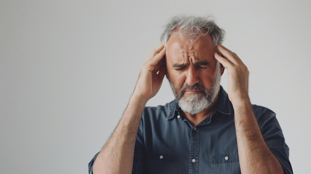 Um homem com barba está a coçar a cabeça.