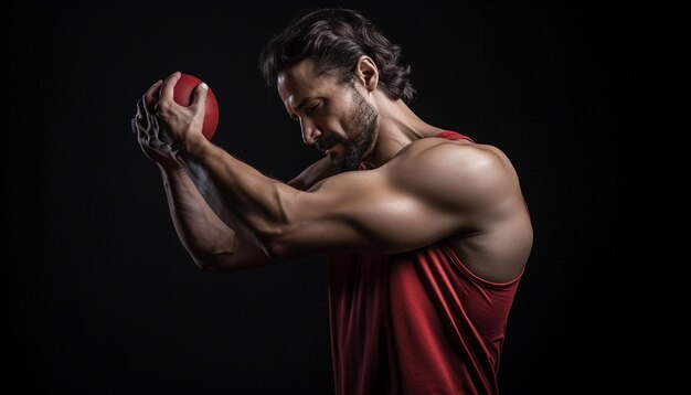 Foto um homem com barba segurando uma bola na mão