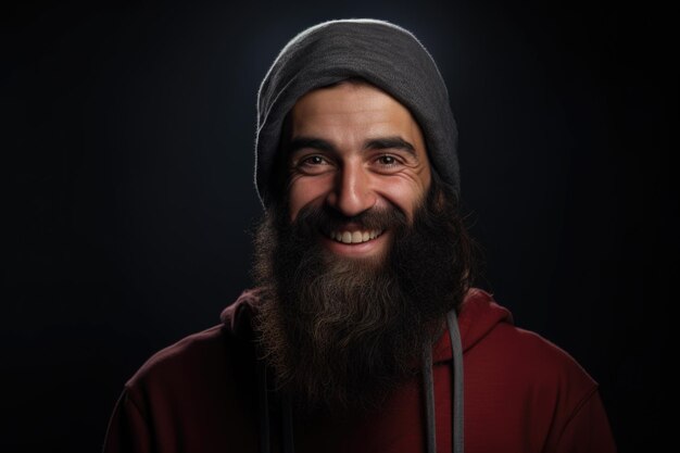 Foto um homem com barba vestindo um capuz vermelho esta imagem versátil pode ser usada em vários contextos