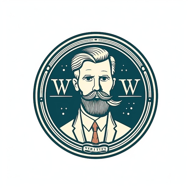 Um homem com bigode e a palavra W.W.