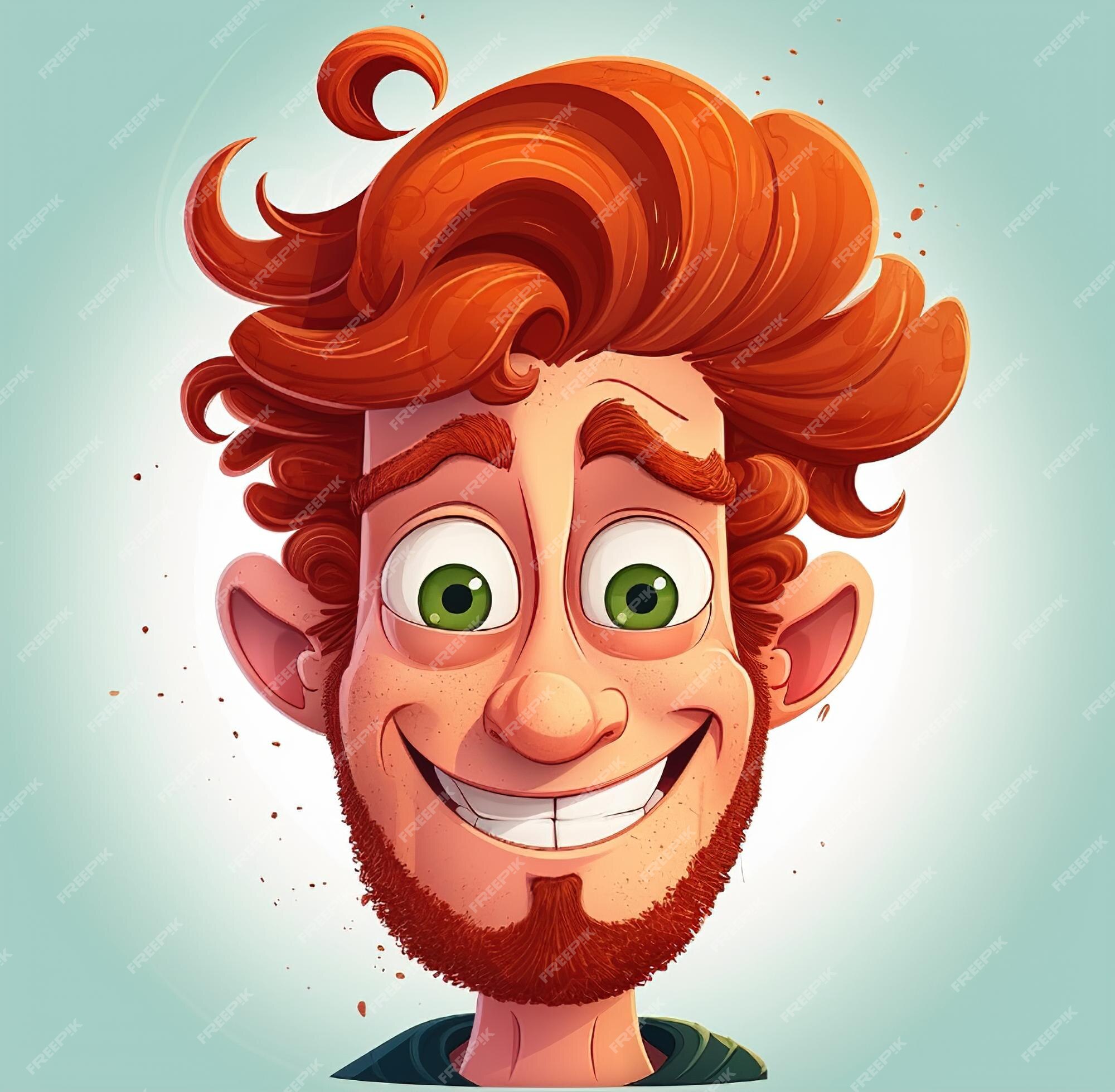 Baixe Desenho de um Homem Sorrindo de Cabelo Vermelho no Estilo