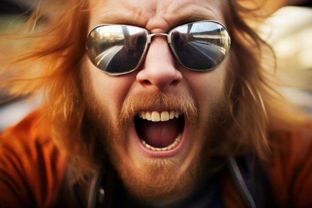 Foto um homem com óculos e barba fazendo uma cara para a câmera