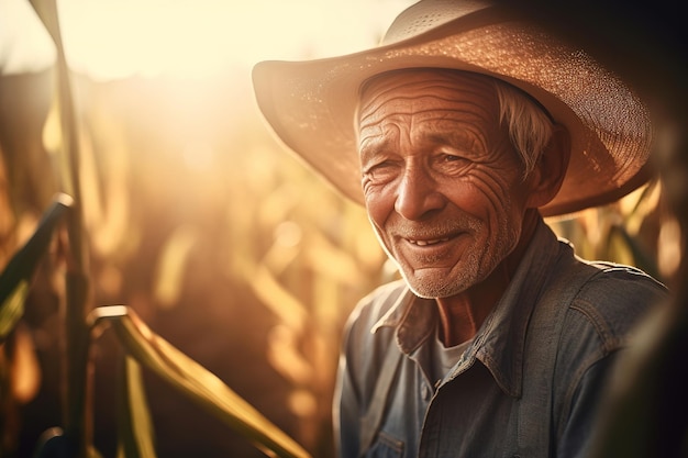 Um homem com um chapéu de cowboy sorri para a câmera.