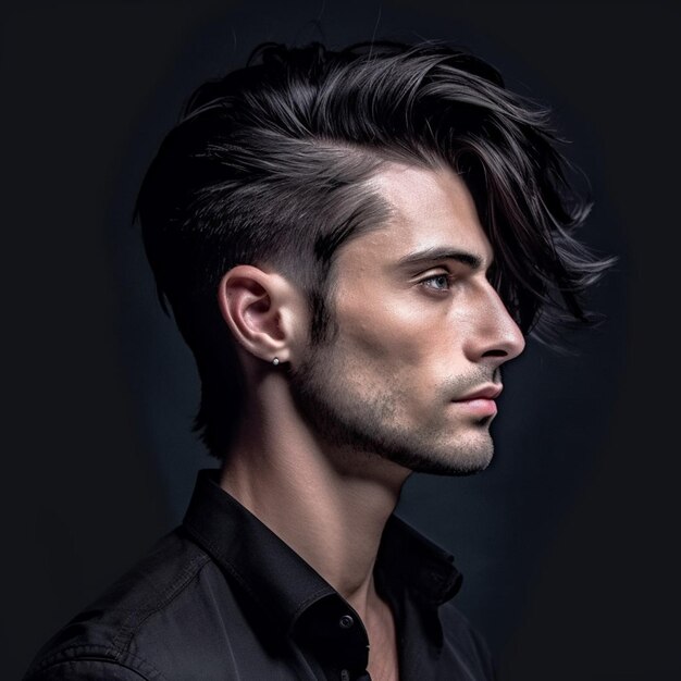 Um homem com um corte de cabelo curto e um penteado curto com um corte de cabelo curto.