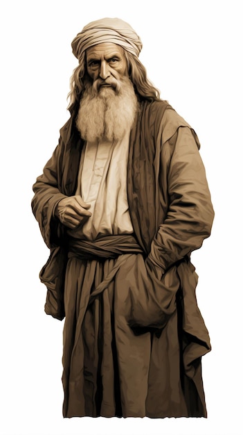 um homem com uma longa barba e um turbante
