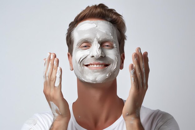 Um homem com uma máscara facial no rosto