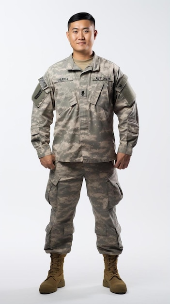 Foto um homem com uniforme militar posa para uma foto