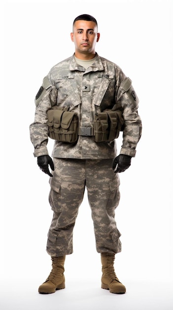 Foto um homem com uniforme militar posando para uma foto