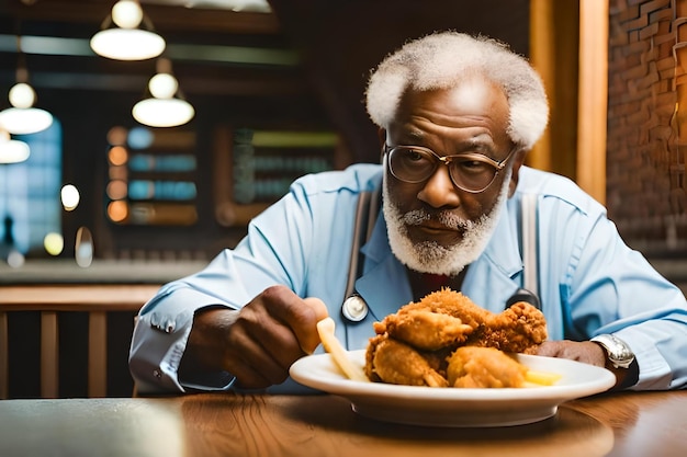 Foto um homem comendo uma refeição com um relógio no pulso