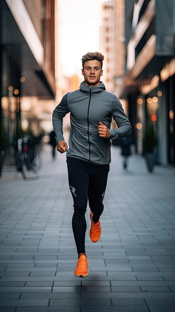 Um homem correndo na cidade corredor masculino