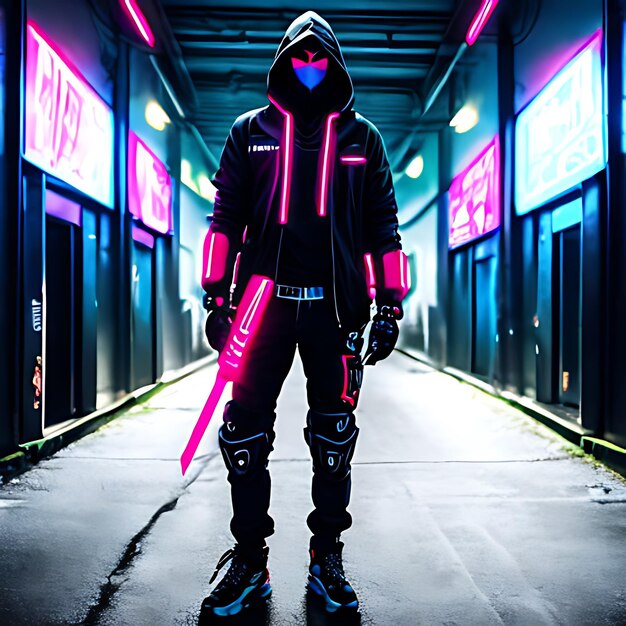 Foto um homem cyberpunk