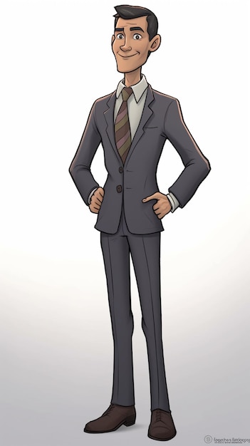 Um homem de desenho animado com terno e gravata que diz 'eu sou um chefe'