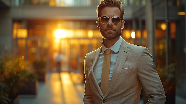 Foto um homem de fato com uma camisa que diz que é um homem bonito