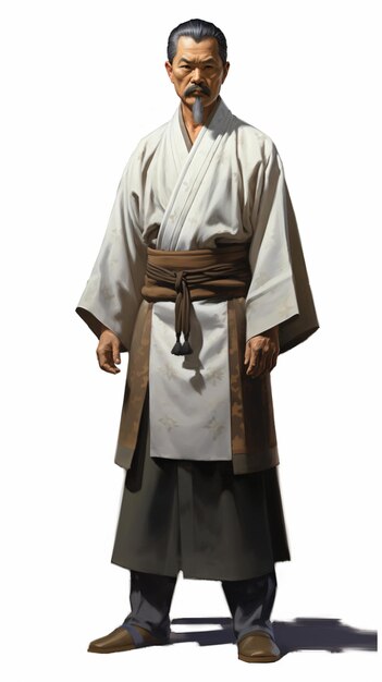 um homem de kimono de pé com uma espada