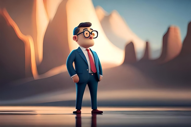 um homem de negócios e um relógio personagem de ilustração 3D