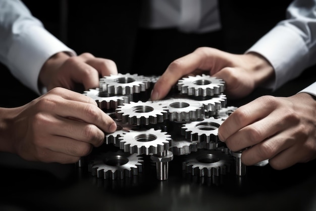 Foto um homem de terno segura um equipamento fabricado pela empresa.