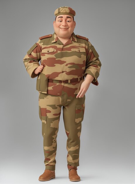 Um homem de uniforme de camuflagem.