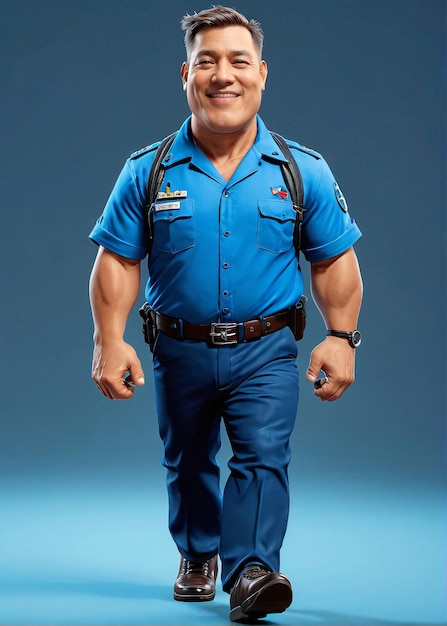 Um homem de uniforme de polícia.