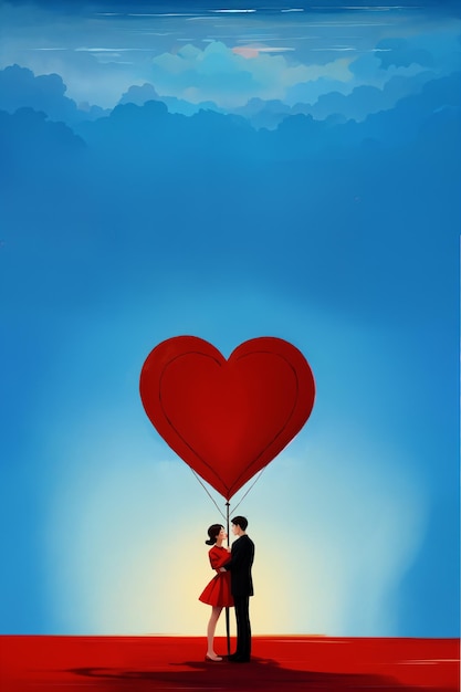 Um homem e uma mulher a beijar-se com um coração nas mãos, um sinal de amor.