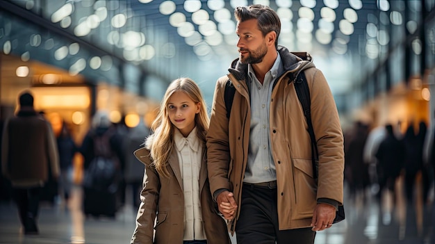 um homem e uma mulher estão andando pela rua de mãos dadas.