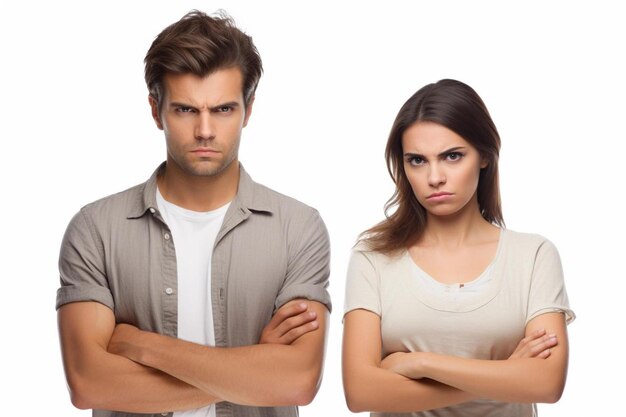 Foto um homem e uma mulher estão juntos e os braços cruzados.